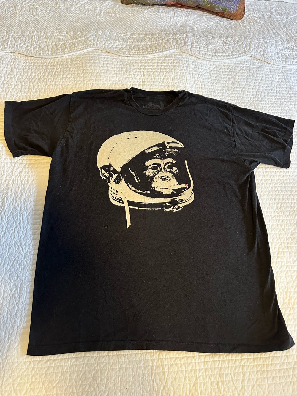 Black Graphic Tee with Astronaut Ape Print
